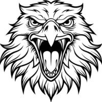 an eagle head with open mouth and open beak vector