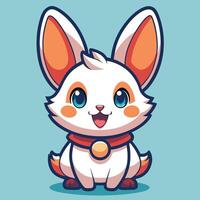 cartoon rabbit with big ears and a collar vector