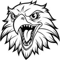 an eagle head with open mouth and open beak vector