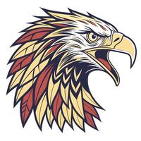 an eagle head with feathers on it vector