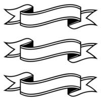 three black and white ribbons with a white background vector