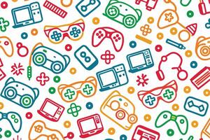 a colorful pattern with various game items vector