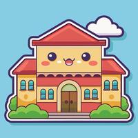 a cartoon house with a smiley face on it vector