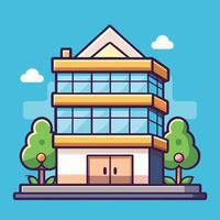 an illustration of a building with trees and bushes vector