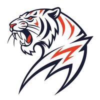 a tiger head with lightning bolt on it vector