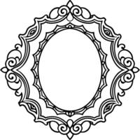 a black and white oval frame with ornate design vector