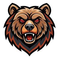 the head of a bear with red eyes and a big mouth vector