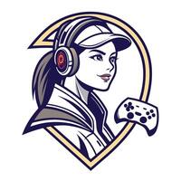 a woman with headphones and a controller vector
