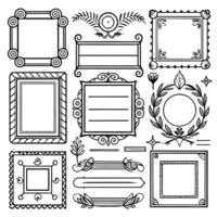 set of vintage frames and decorative elements vector