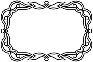 a black and white drawing of a frame with a scroll vector