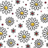 a pattern with daisies and polka dots vector