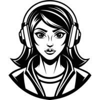 a girl with headphones on her head vector