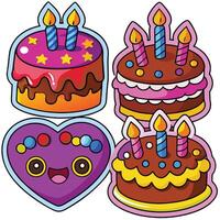 birthday cake stickers vector