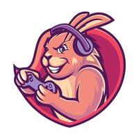 a rabbit wearing headphones holding a controller vector