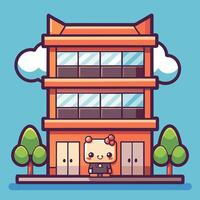a cartoon cat is standing in front of a building vector