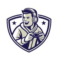 a man with headphones and a controller in his hand vector