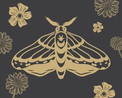 Gold butterfly illustration clip art pattern background artwork print art editable vector