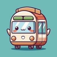 a cartoon bus with a cute face and eyes vector