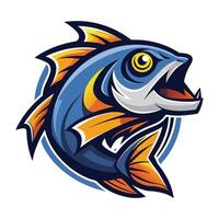 a fish with a big mouth and a yellow and blue color scheme vector