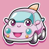 a cartoon car with a smiley face on it vector
