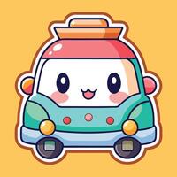 a cute car with a smiley face on it vector