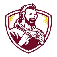 a man with a beard holding a controller vector