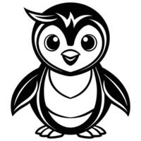 a penguin is shown in black and white vector