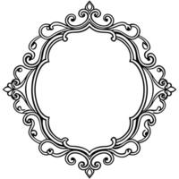 a black and white drawing of a round frame vector