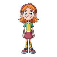 cartoon girl with red hair standing in front of a white background vector