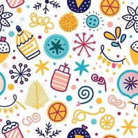 christmas seamless pattern with colorful objects vector