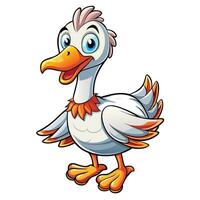 cartoon duck with orange beak and white feathers vector
