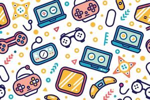 a colorful pattern with various electronic devices vector