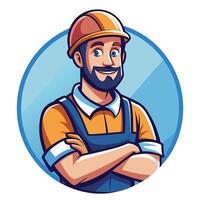 a cartoon man with a beard and hat in an overall vector