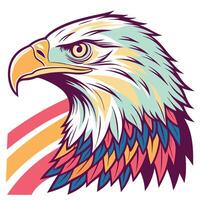 an eagle head with colorful feathers on a white background vector