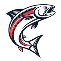 a salmon fish with red and white stripes vector