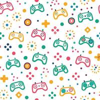 a colorful pattern with game controllers and other items vector
