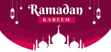 A poster of a building with a white background and the word Ramadan written in red vector
