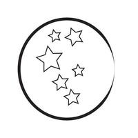 A black and white drawing of a moon with stars vector
