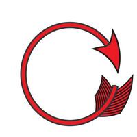 A red arrow in a circle with a red arrow vector