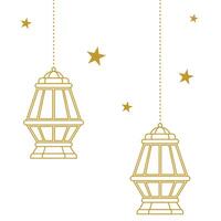 Decorative Islamic Lanterns and Starry Patterns for Ramadan vector