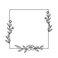 Hand Drawn Square Frame with Floral Design vector