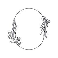 Oval Frame with Hand drawn Botanical Elements vector