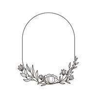 Floral Frame with hand drawn Flowers and Leaves Elegant Botanical Design vector