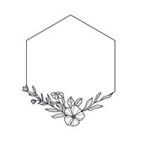 Hexagonal Frame with Floral design vector