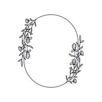 Oval Frame with Hand drawn Botanical decoration vector