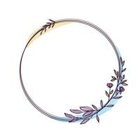 Minimalist Floral Circle Frame with leaves vector