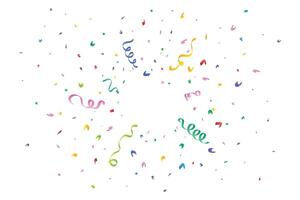 Colorful confetti and ribbon explosion on a white background. Multicolor confetti and tinsel element. Foil paper and Confetti design for a birthday, party, or anniversary celebration. vector