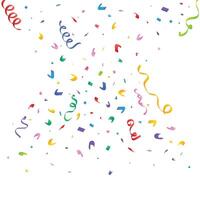 Shiny colorful confetti and ribbons isolated on a white background. Multicolor confetti and ribbons element. Tinsel and ribbon for birthday, party, anniversary, and holiday celebration. vector