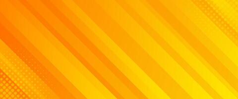 Orange abstract dynamic banner background with halftones. Gradient texture with smooth stripes vector