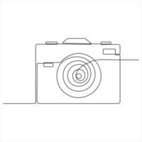 Continuous single line art drawing of camera line art drawing outline style illustration vector
